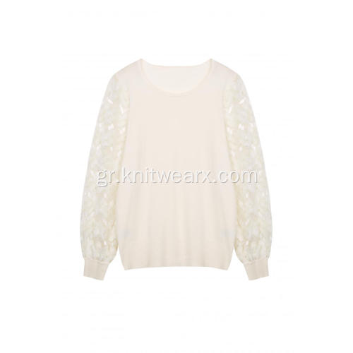 Γυναικείο Πλεκτό Sequin Lacework Crew-Neck Pullover